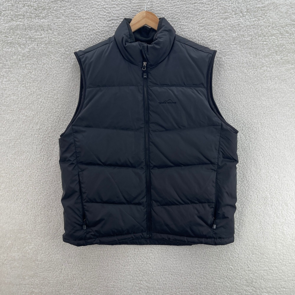 Eddie Bauer Puffer Vest Mens XL Black Goose Down 700 Fill Outdoor Heritage Gorp